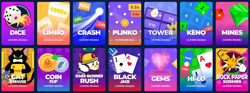 Lista gier Lucky Bird Casino